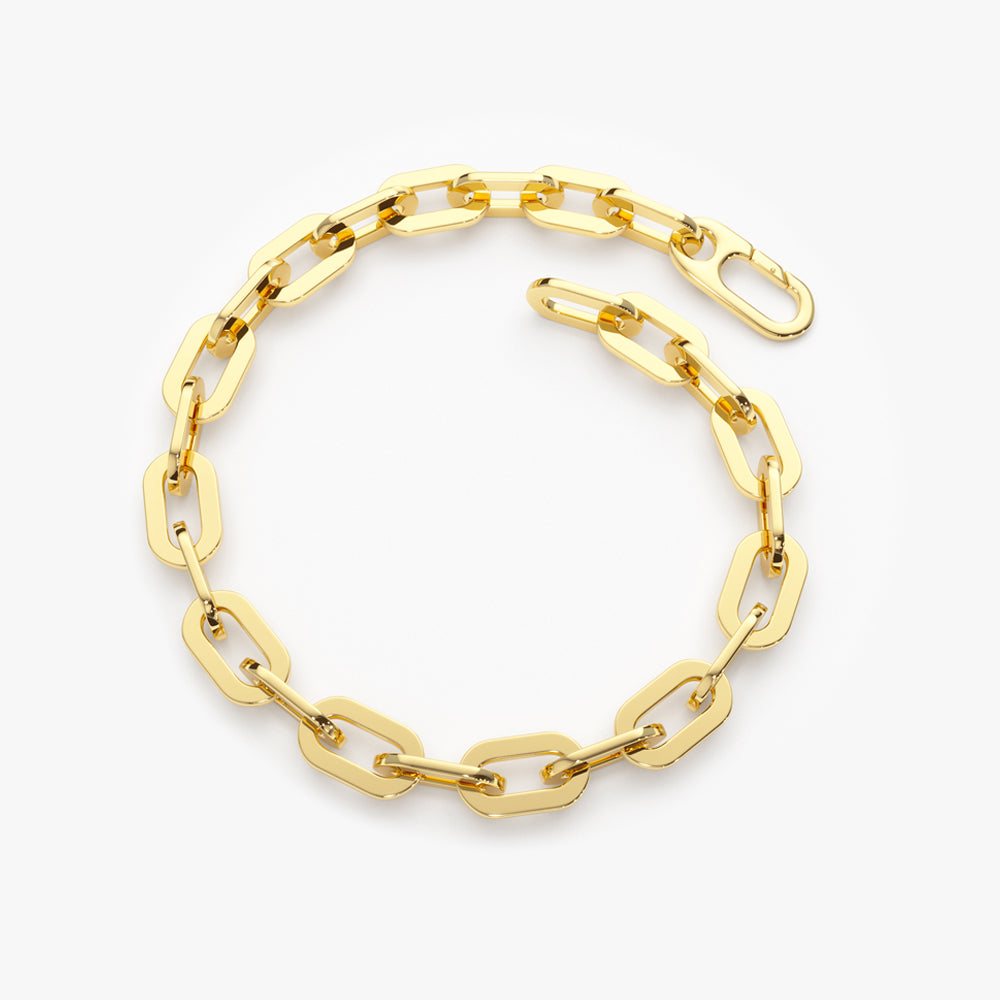 14K Gold Thick Bold Paper Clip Bracelet 6.5 Inches