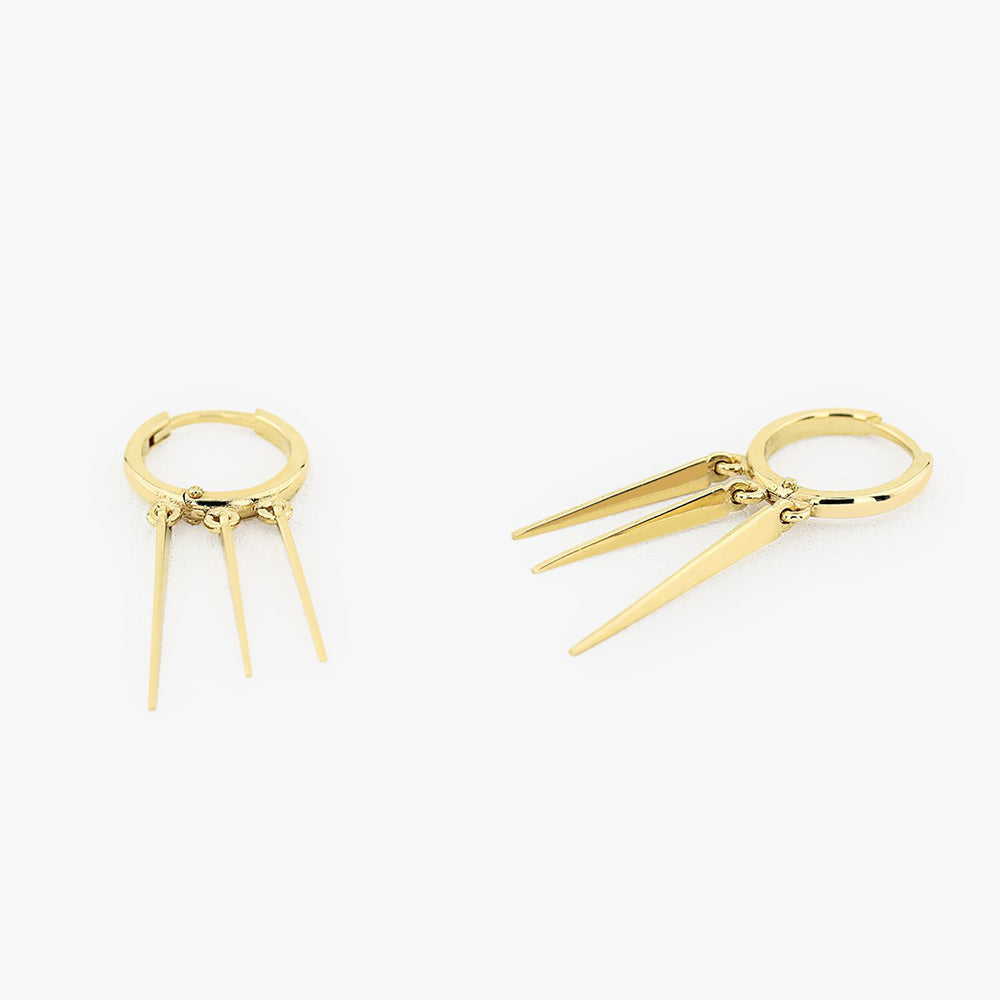 14K Gold Drop Trendy Spike Earrings 14K Gold Ferkos Fine Jewelry