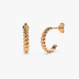 14k Braided 3MM Twist Earrings 14K Rose Gold Ferkos Fine Jewelry