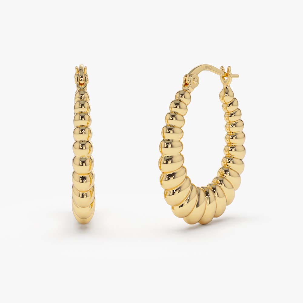 14k Gold Bold Twisted Women's Earrings 14K Gold Ferkos Fine Jewelry