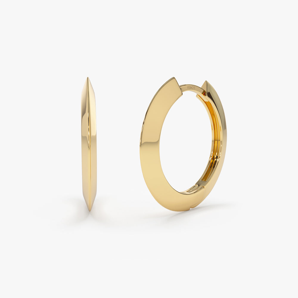 14k Gold Flat Hoop Earrings 14K Gold Ferkos Fine Jewelry