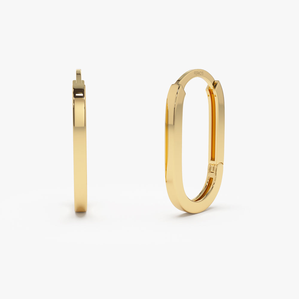 14k Gold Paperclip Hoop Earrings 14K Gold Ferkos Fine Jewelry