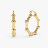 14k Beaded Tube Hoop Earrings 14K Gold Ferkos Fine Jewelry