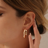 14k Large Gold Hoop Earrings 35MM  Ferkos Fine Jewelry