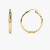 14k Large Gold Hoop Earrings 35MM  Ferkos Fine Jewelry