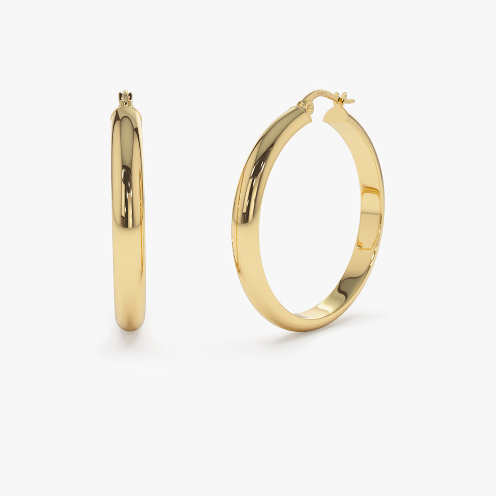14k Large Gold Hoop Earrings 35MM 14K Gold Ferkos Fine Jewelry