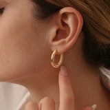 14k Inside-Out Gold Hoop Earrings 20MM  Ferkos Fine Jewelry