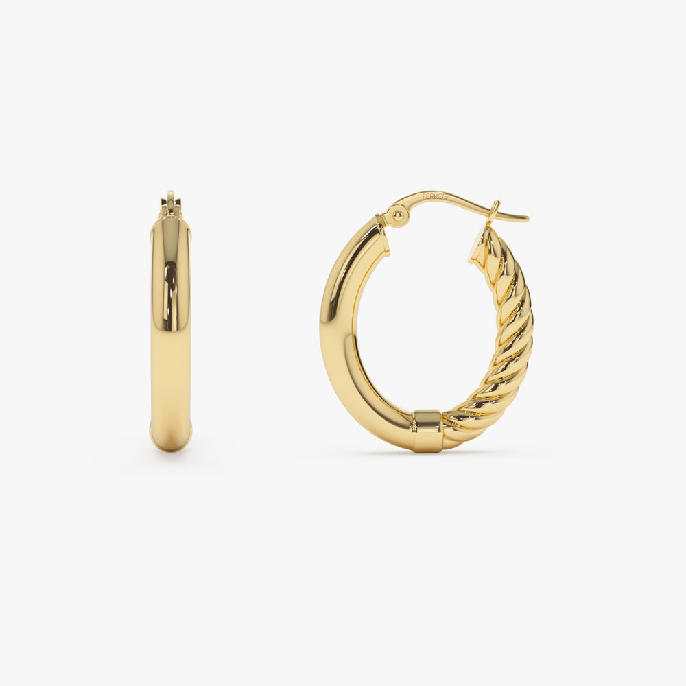 14k Inside-Out Gold Hoop Earrings 20MM 14K Gold Ferkos Fine Jewelry
