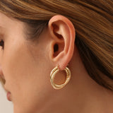 14k Intertwined Gold Hoop Earrings 30MM  Ferkos Fine Jewelry