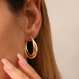 14k Intertwined Gold Hoop Earrings 30MM  Ferkos Fine Jewelry