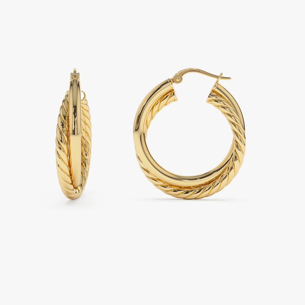 14k Intertwined Gold Hoop Earrings 30MM 14K Gold Ferkos Fine Jewelry