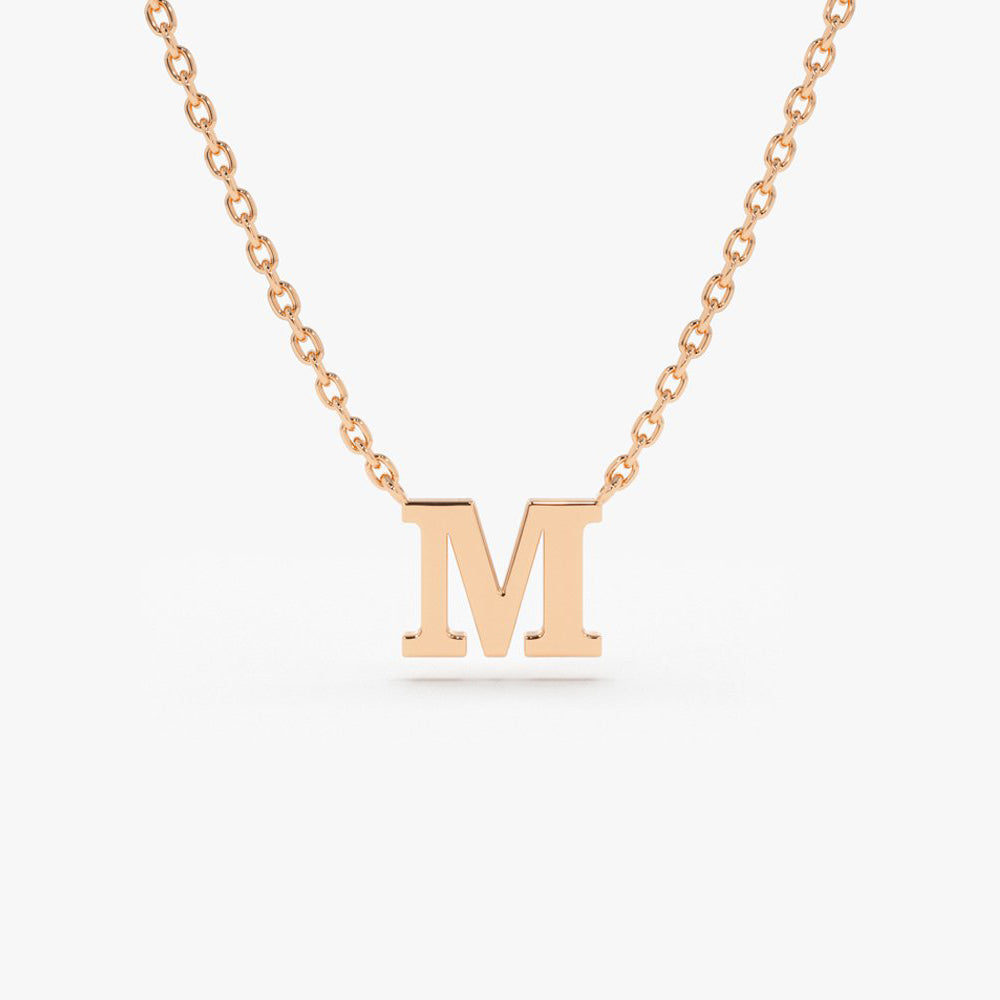 Rose Gold Real Gold Necklace With Letter Pendant Custom Small