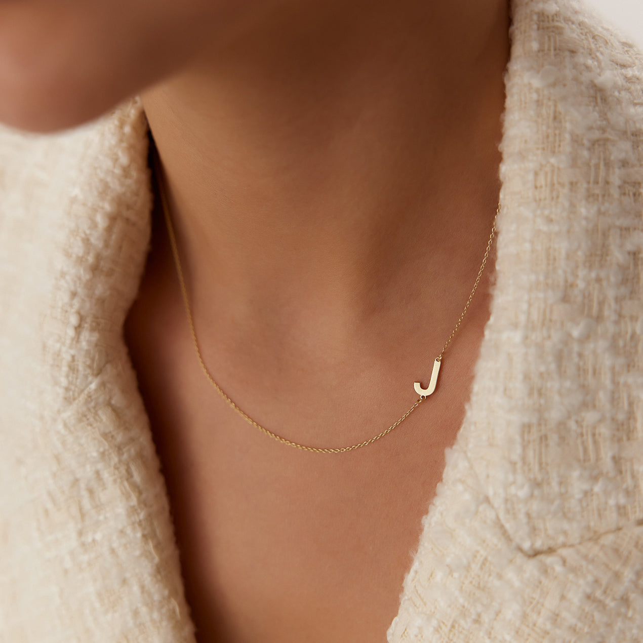 Sideways Initial Necklace - Letter H in Silver & Gold | Alexandra Marks  Jewelry