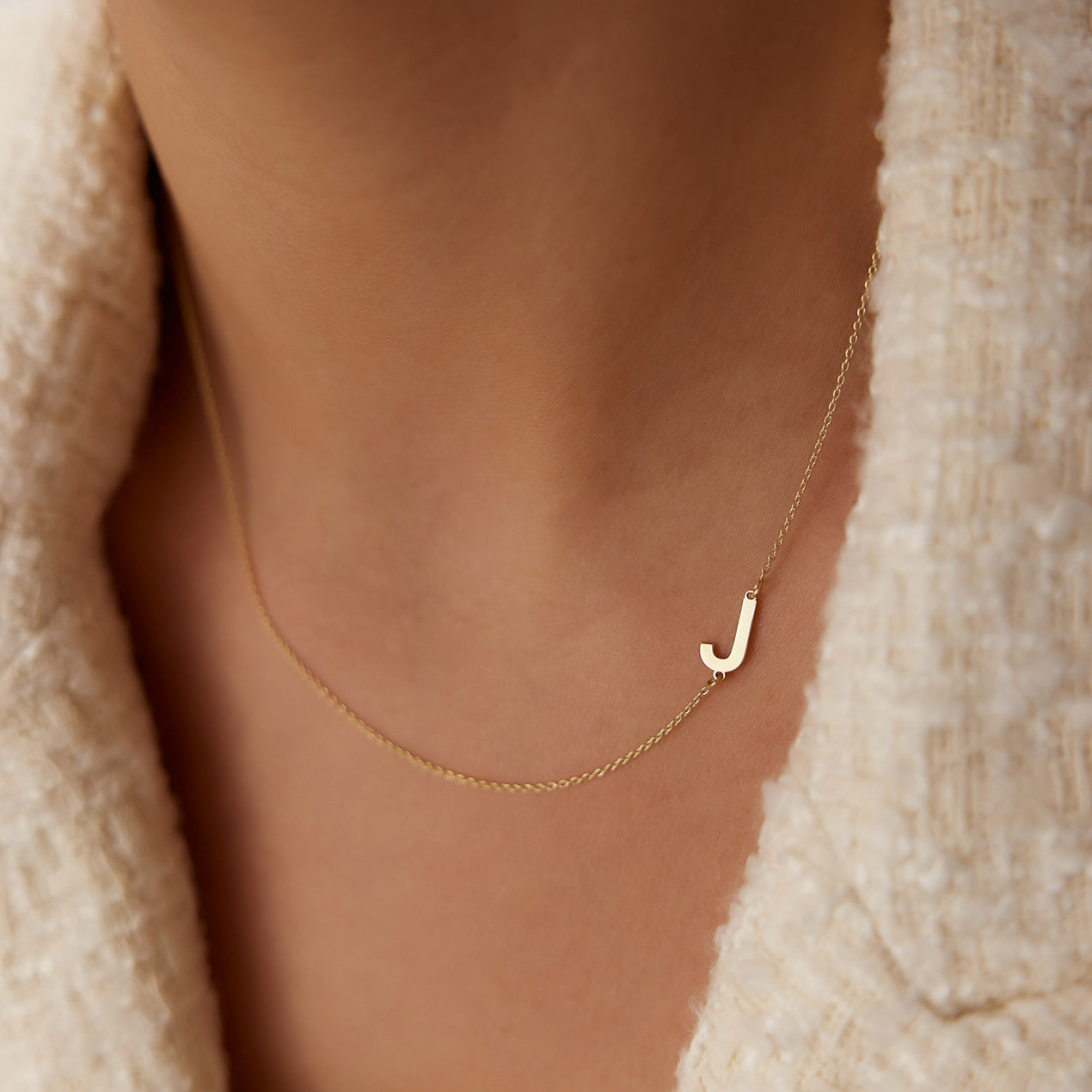 diamond and 14k initial J necklace – Twigs
