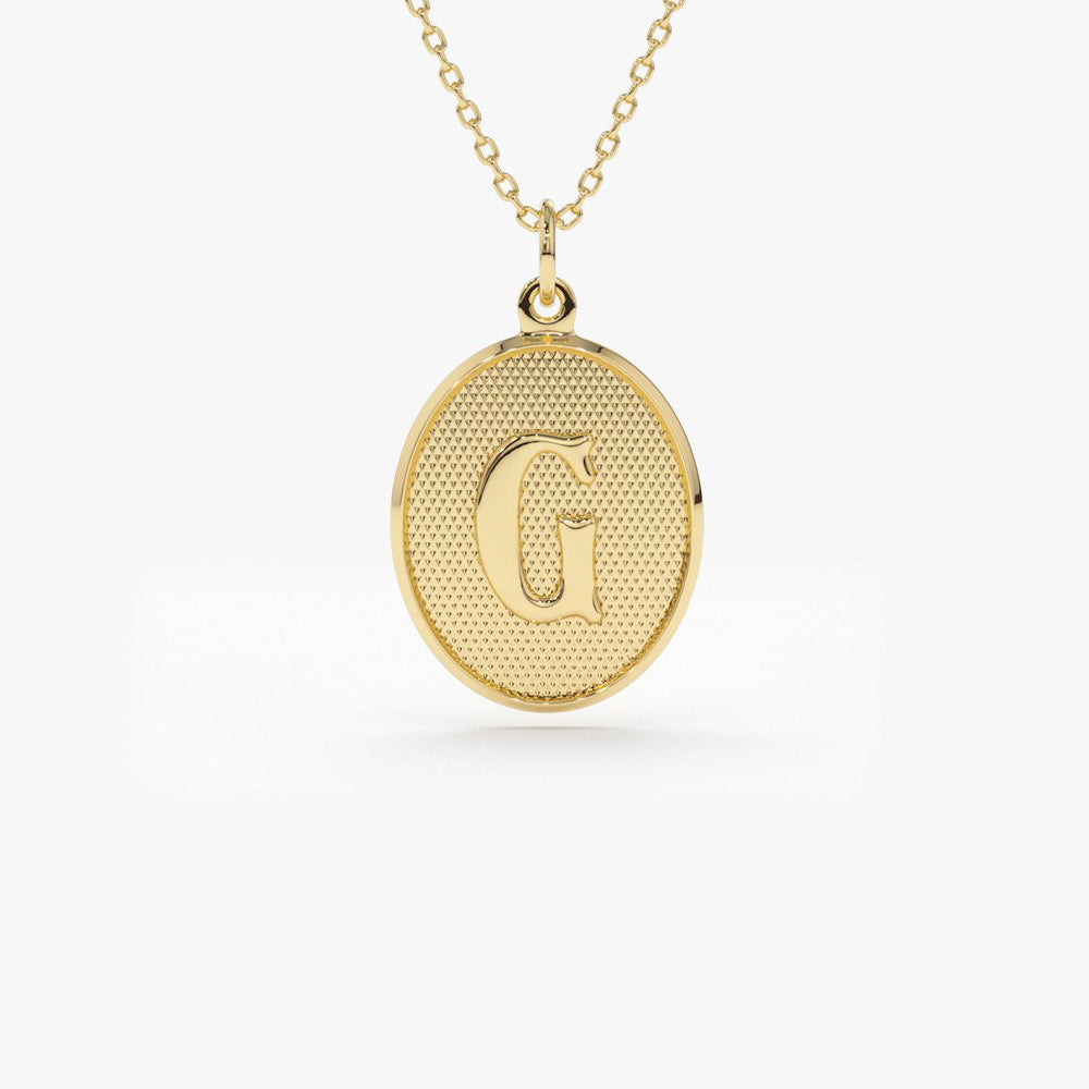 14K Oval Medallion Initial Necklace 14K Gold Ferkos Fine Jewelry