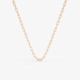 14k Solid Gold Tiny Paper Clip Link Necklace 14K Rose Gold Ferkos Fine Jewelry
