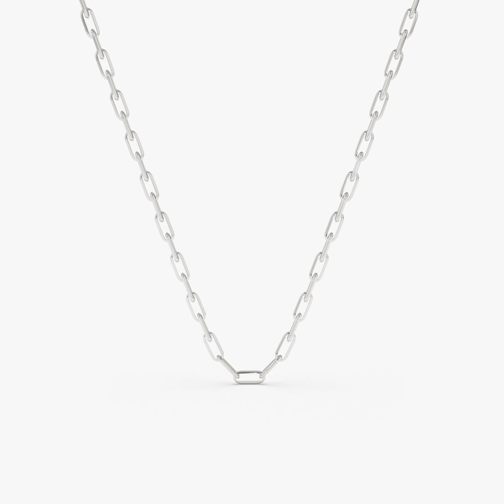 14k Solid Gold Tiny Paper Clip Link Necklace – Ferkos Fine Jewelry