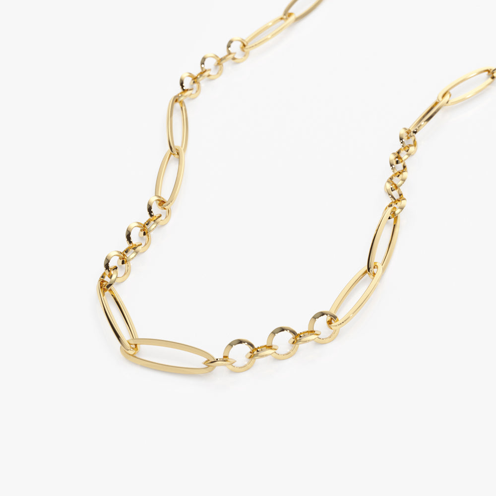 14K Gold Mixed Link Necklace 20 Inches