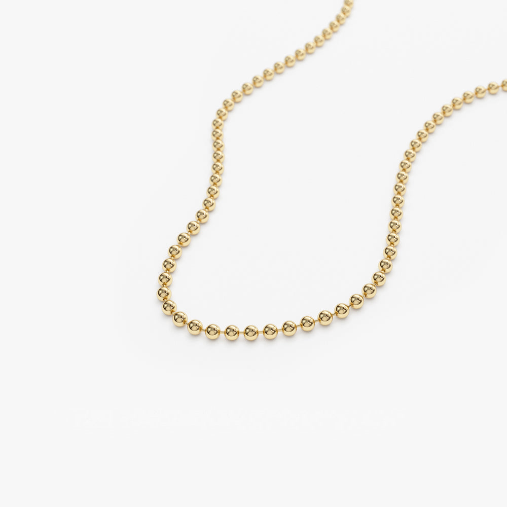 14K Solid Gold 2MM Bead Chain Necklace – Ferkos Fine Jewelry
