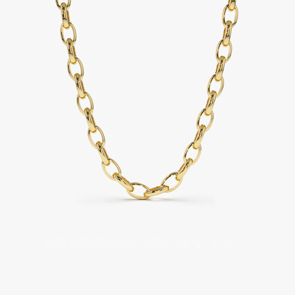 14k 7.65MM Cable Link Chain Necklace 14K Gold Ferkos Fine Jewelry