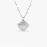 14k Shell Charm Necklace 14K White Gold Ferkos Fine Jewelry