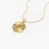 14k Sparkle Hexagon Disc Initial Necklace  Ferkos Fine Jewelry