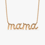 14k Plain Gold Script Mama Necklace 14K Rose Gold Ferkos Fine Jewelry