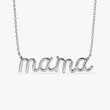 14k Plain Gold Script Mama Necklace 14K White Gold Ferkos Fine Jewelry
