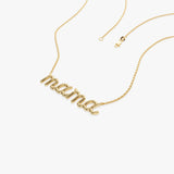 14k Plain Gold Script Mama Necklace  Ferkos Fine Jewelry