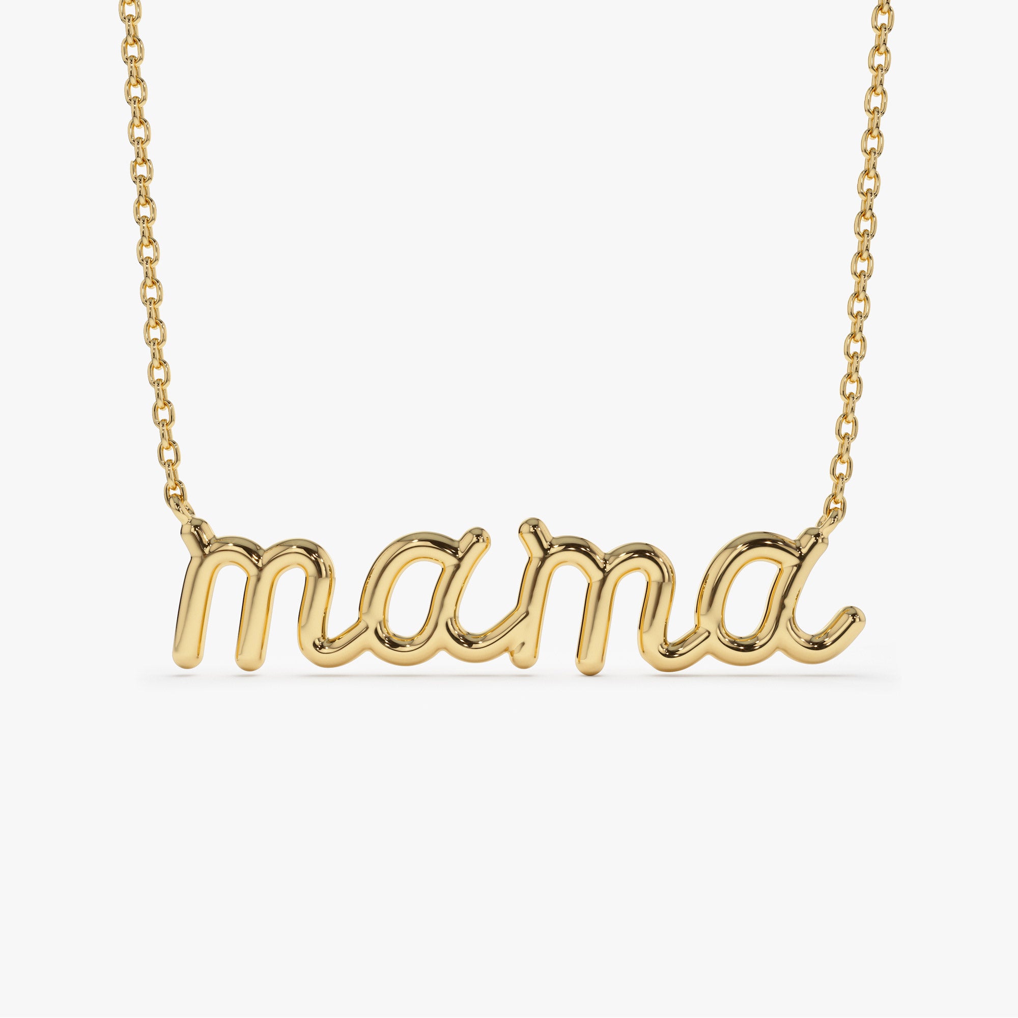 14k Plain Gold Script Mama Necklace 14K Gold Ferkos Fine Jewelry