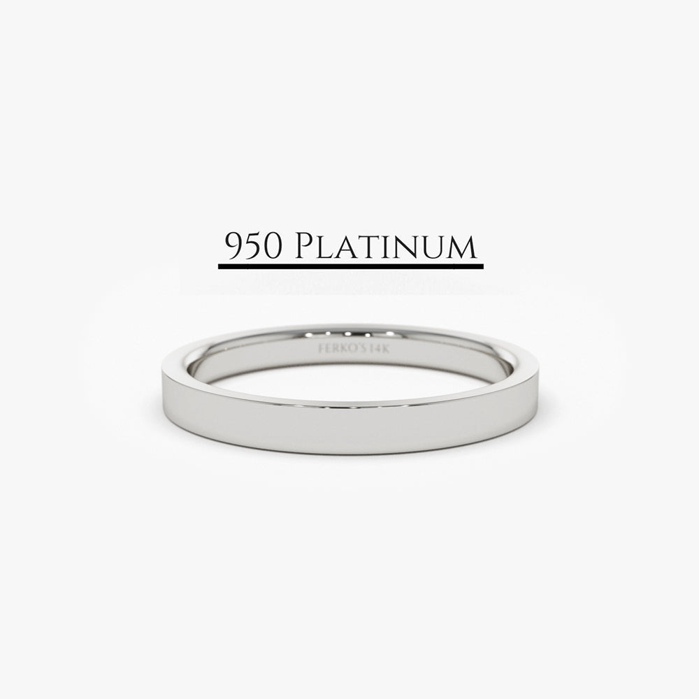 Platinum 2MM Flat Wedding Band 3 Ferkos Fine Jewelry