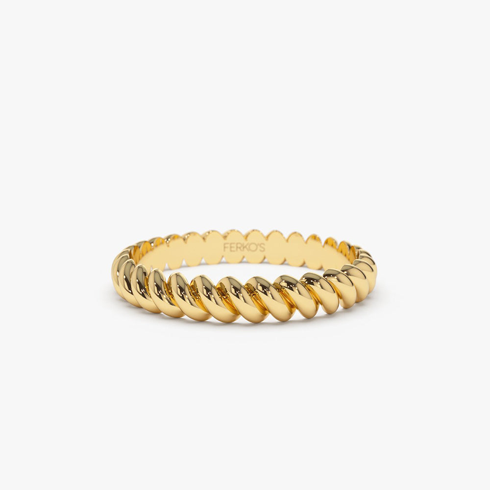 14K 3MM Twisted Rope Ring 14K Gold Ferkos Fine Jewelry