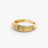 14k Unique Multi Lined 5MM Dome Gold Ring  Ferkos Fine Jewelry