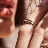 14k Unique Multi Lined 2MM Gold Ring  Ferkos Fine Jewelry