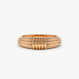 14k Ribbed Dome Graduating Gold Ring 14K Rose Gold Ferkos Fine Jewelry