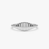 14k Minimalist Wave Signet Ring 14K White Gold Ferkos Fine Jewelry