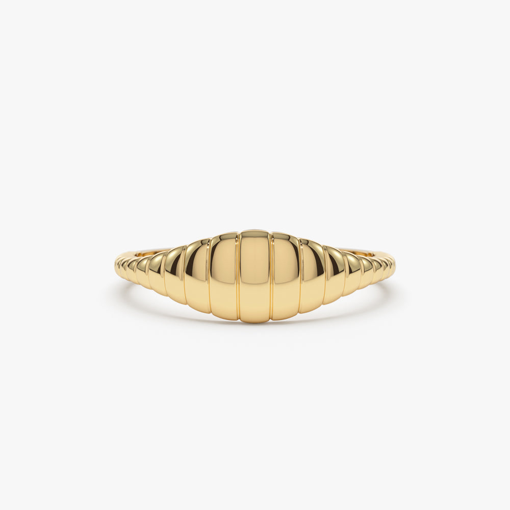 14k Minimalist Wave Signet Ring 14K Gold Ferkos Fine Jewelry