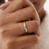 14k 3MM Unique Diagonal Cut Design Gold Ring  Ferkos Fine Jewelry