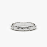 14k 3MM Unique Diagonal Cut Design Gold Ring 14K White Gold Ferkos Fine Jewelry