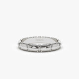 14k 3MM Unique X Cut Design Gold Wedding Ring 14K White Gold Ferkos Fine Jewelry