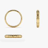 14k 3MM Unique X Cut Design Gold Wedding Ring  Ferkos Fine Jewelry