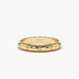 14k 3MM Unique X Cut Design Gold Wedding Ring 14K Gold Ferkos Fine Jewelry