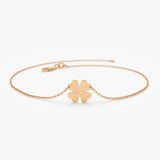 14K Gold Four Leaf Clover Charm Bracelet 14K Rose Gold Ferkos Fine Jewelry