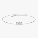 14K Gold Trio Diamond Bracelet with Thin Chain 14K White Gold Ferkos Fine Jewelry