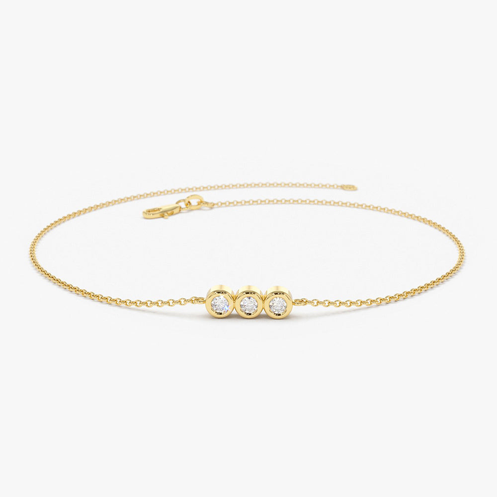 14K Gold Trio Diamond Bracelet with Thin Chain 14K Gold Ferkos Fine Jewelry