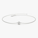 14K Dainty Diamond Solitaire Bracelet 14K White Gold Ferkos Fine Jewelry