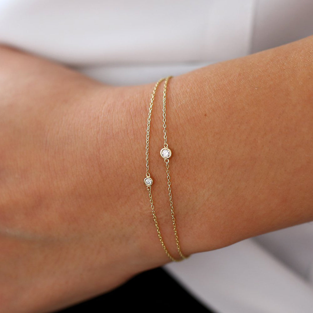 14k Yellow Gold Five Pointed Star Diamond Bezel Bracelet – Liberal Jewellery