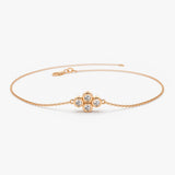 14K Gold Dainty Quad Diamond Bracelet 14K Rose Gold Ferkos Fine Jewelry