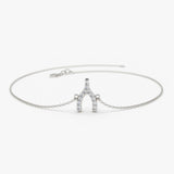 14K Diamond Wishbone Charm Bracelet 14K White Gold Ferkos Fine Jewelry