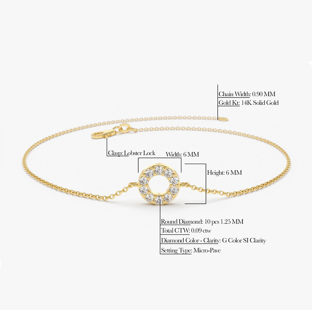 14K Gold Round Pave Diamond FJ – Bracelet FERKOS